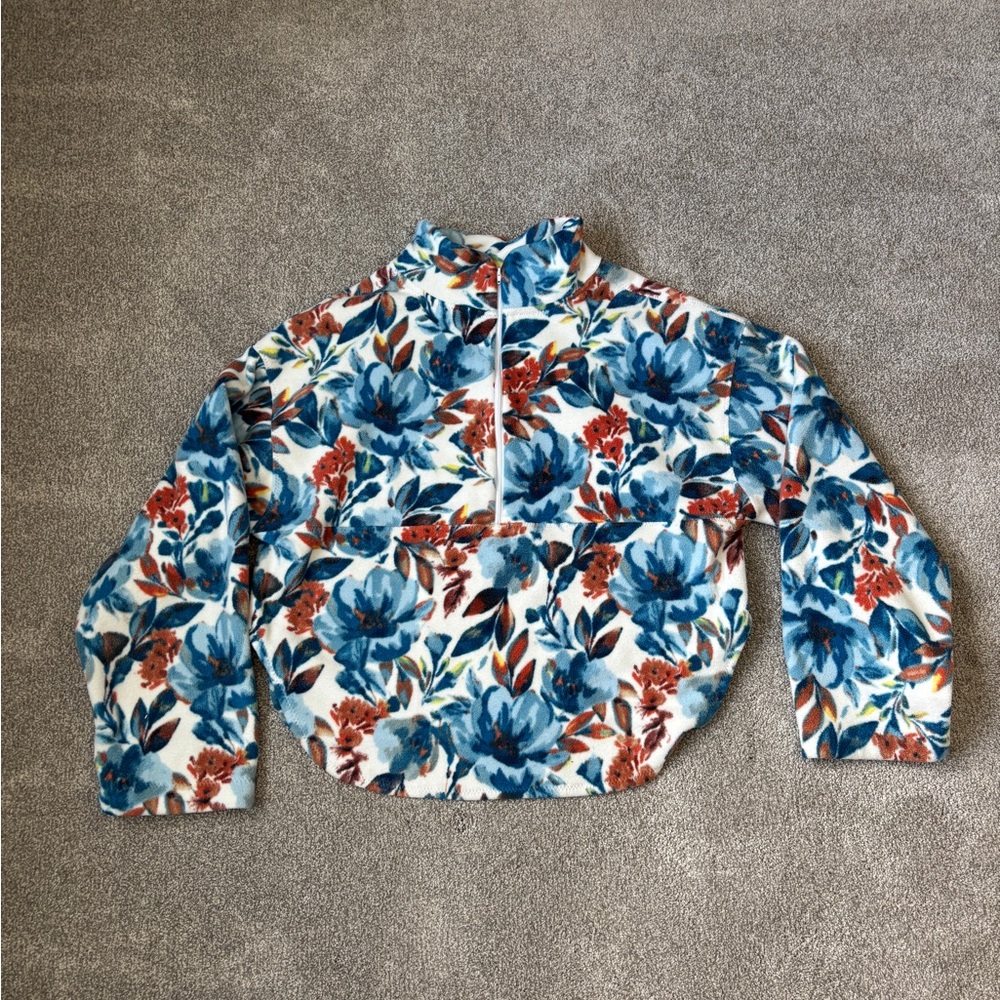 Floral Quarter-Zip Fleece Pullover